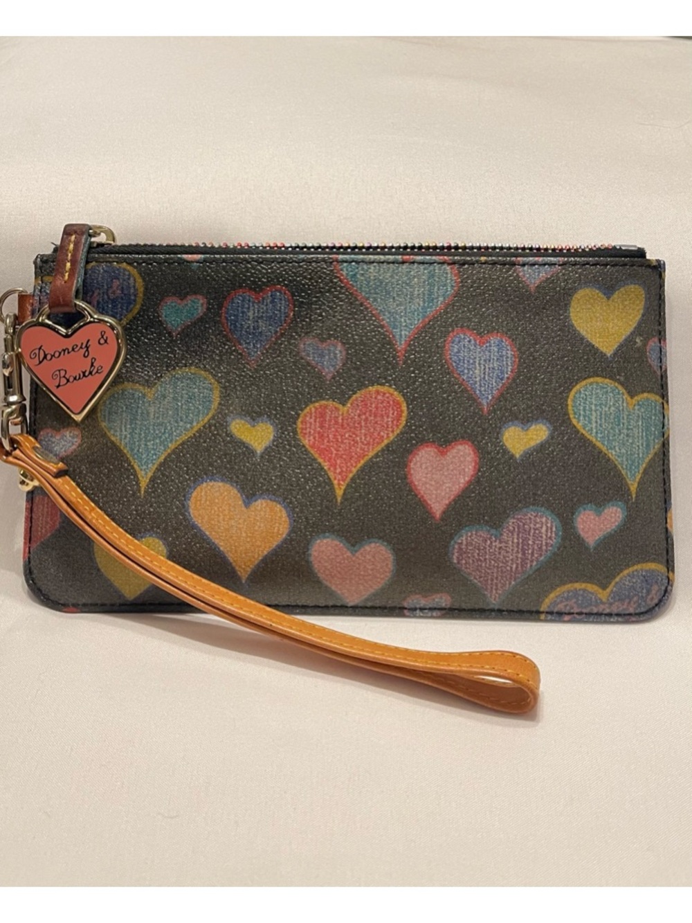 Dooney & Bourke Y2K Multicolor Heart Wristlet EUC
